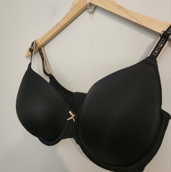 Cacique Lane Bryant Cotton Lightly Lined T-Shirt 36F Black 3D - Picture 7 of 8